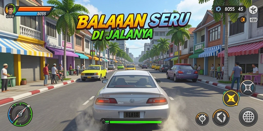 Tampilan utama gameplay balapan 8055 yang mendebarkan.