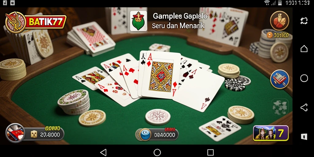 Tampilan gameplay Gaple yang seru dan menghibur di BATIK77.