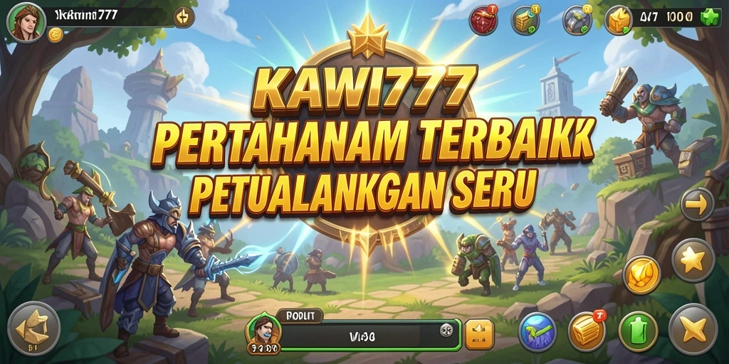 Screenshot utama KAWI777 menampilkan aksi mendebarkan dari pertahanan menara.