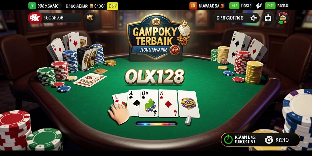 Screenshot utama OLX128 menunjukkan keseruan permainan poker yang dinamis.