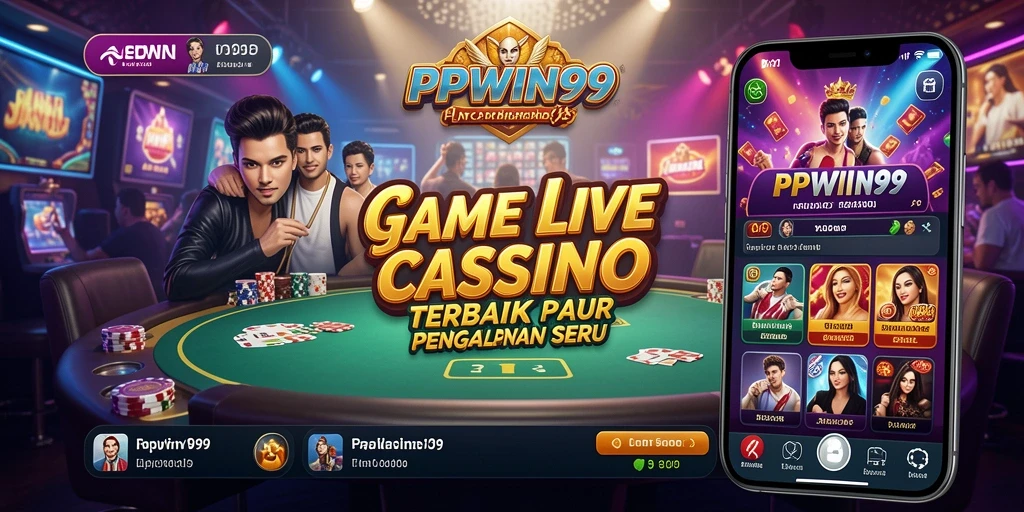Screenshot gameplay PPWIN99 yang menampilkan dealer langsung dan suasana kasino.