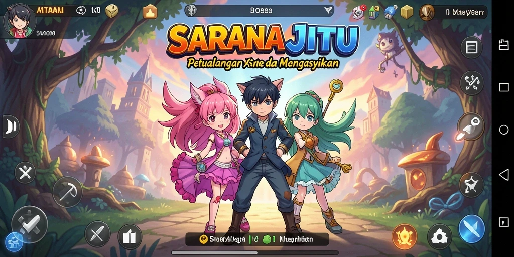 Tangkapan layar SARANAJITU menampilkan karakter anime dalam pertempuran yang epik.