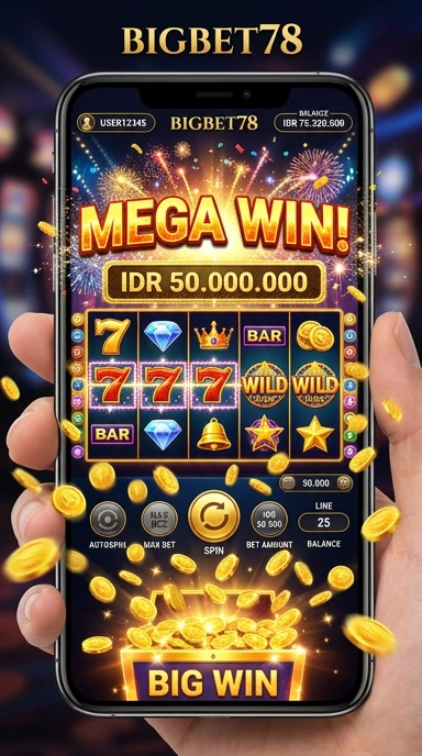 Tampilan antarmuka utama aplikasi bigbet78.